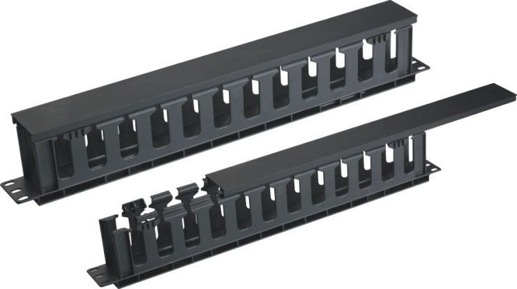 19 Inch 1u Jaringan Manajemen Kabel Rack Mount Penebalan Jenis AMP Dengan Metal Cover YH4037